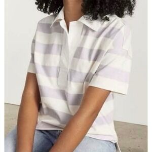NWT Everlane Small Retro Jersey Polo Shirt Top Oversized Striped Organic Cotton